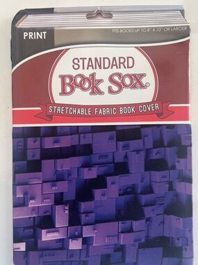 Standard 3D Purple Book Sox Stretchable Fabric Book Cover 8x10 or larger